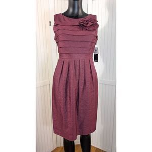 Adrianna Papell Rose Shutter Pleat Sheath Dress Size 4 Sleeveless Cocktail NWT